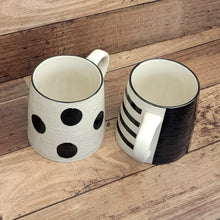 Load image into Gallery viewer, Black and white Strips and Dots Mugs
