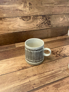 Brown Triangle and Striped Mugs
