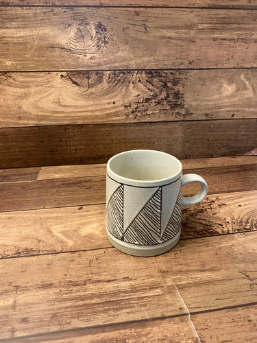 Brown Triangle and Striped Mugs