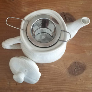 White Teapot (burlap textured)