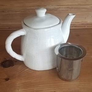 White Teapot (burlap textured)